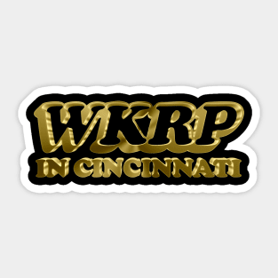 Gold WKRP In Cincinnati Vintage Tribute Logo Design Sticker